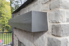 Detail of Mantel on Stone Exterior Fireplace