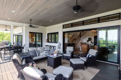 Covered Screened-in Porch with Fireplace and Large Slider Door