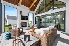 Covered Screened-in Porch with Fireplace and Large Slider Door