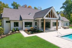 Covered Porch with Fireplace, Pool and Outdoor Kitchen