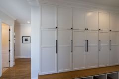 Mudroom With Storage Lockers and Bench in Custom Home