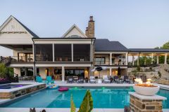 Pool with Screened-in Porch and Colannade