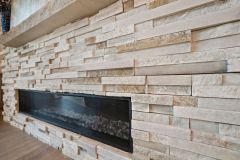 Stone linear fireplace