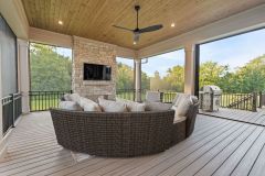 Covered Screened-in Porch with Fireplace and Large Slider Door