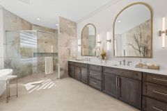 Primary Bathroom Oversized Shower Freestanding Tub and Double Vanity