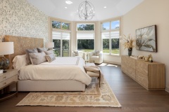 Octagon Shaped Primary Bedroom Large windows with transom