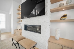 Oxford Farmhouse Stacked Stone Fireplace