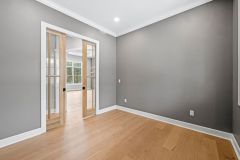 Home Office with wood glass pocket door