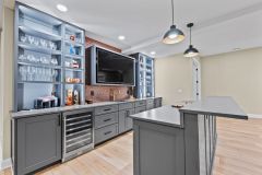 Lower Level Bar with Copper Penny Tile Backsplash