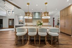 Oversized Island with Double Chandelier Modern Crystals and Antique Brass Finish