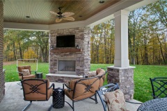 Covered Patio with Fireplace at Wentworth