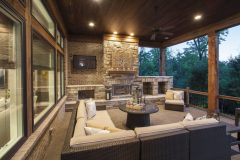 Covered Porch with Fireplace at Cheyenne
