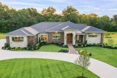 Low Pitched Roof with Brick and Stone