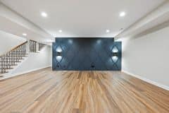 Lower Level Entertainment area with blue accent wall