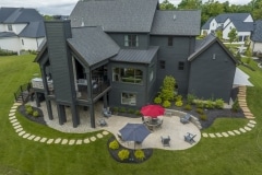Cincinnati custom home dark exterior back of home
