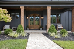 cincinnati custom home covered front porch dark exterior with cedar pillars