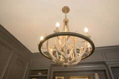 home office with statement lighting