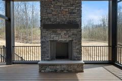 Bear Creek Stone Fireplace Inside Covered Screened In Porch