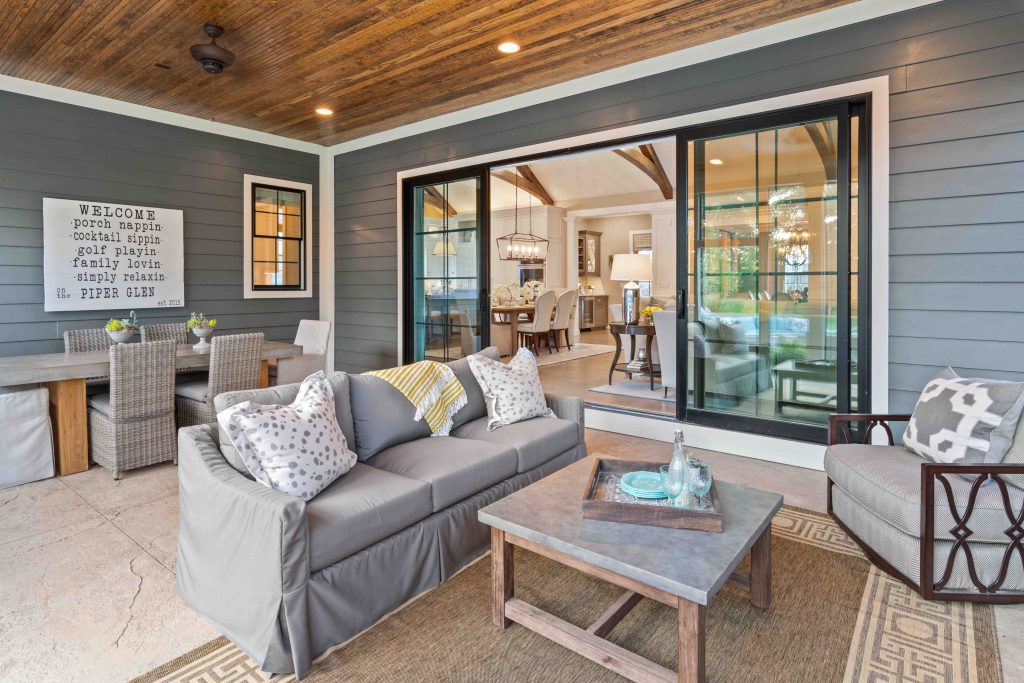 Back porch with large sliding glass door