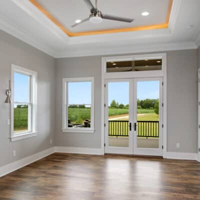 Two Story traditional custom home Dayton Ohio master bedroom with tray ceiling