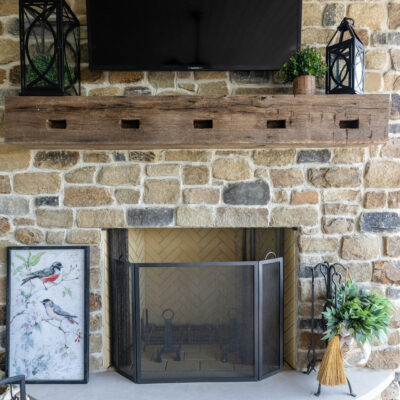 Covered Screened-in Porch Fireplace