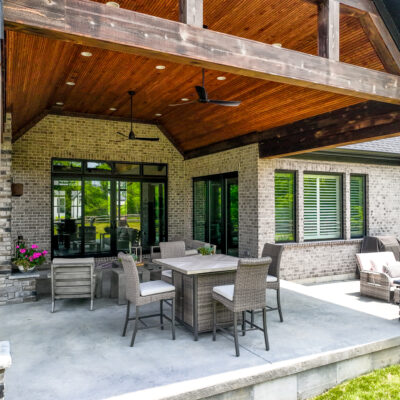 Covered Back Porch with Cedar Columns