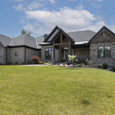 Front View of Custom Home with Cedar Accents