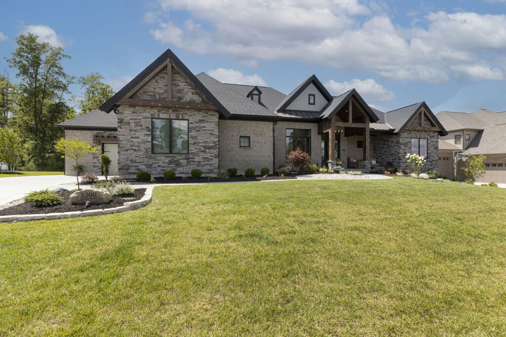 Front View of Liberty Township custom home the Stony Oaks 
