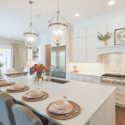 Kitchen with Custom Cabinetry and Large Island with Seating