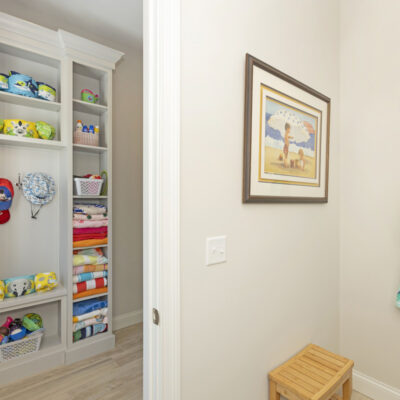 Pool Bathroom with Custom Built-in Storage Area