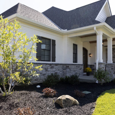 Covered Front Porch Entry with Stone