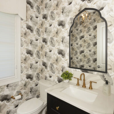 Powder Room with Wallpaper