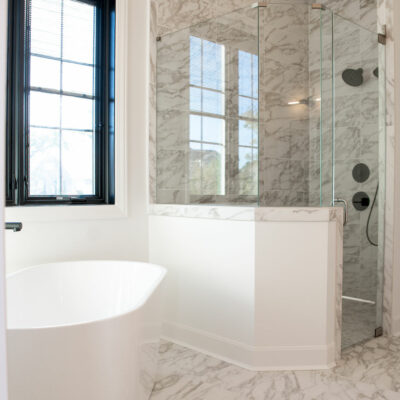 Primary Bathroom Shower and Free Standing Tub