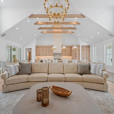 Great Room with Suspended Truss Beams
