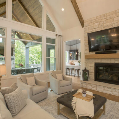 Great Room Cathedral Ceilings Beams Custom-built Cincinnati Builder Wieland Builders