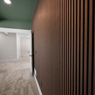 Lower Level Music Room With Acoustical Wood Panels
