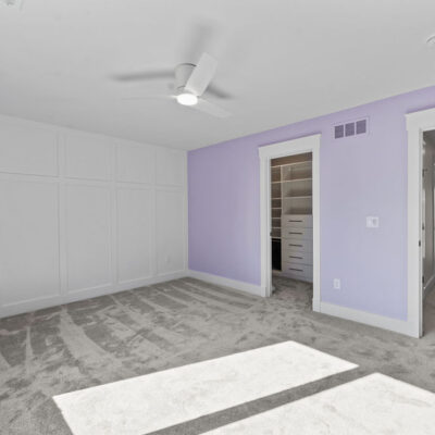 Second Floor Bedroom Custom Walk-in Closet and Wainscotting Accent Wall