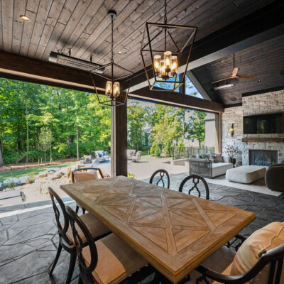 Covered Back Porch With Dining Area
