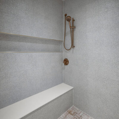 Oversized Zero Clearance Shower With Long Shower Niche and Bench