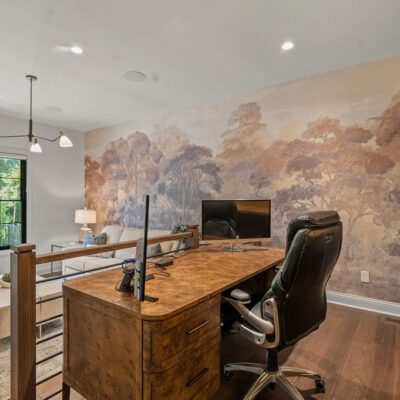2 Level Home Office and Den with Landscape wallpaper