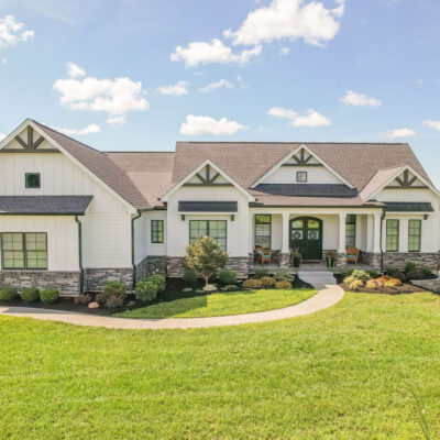 Modern Farmhouse with Gables Siding and Stone